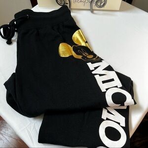 DISNEY Mickey Mouse Black Joggers Sweatpants Unisex Size S 3/5 CH 3/5